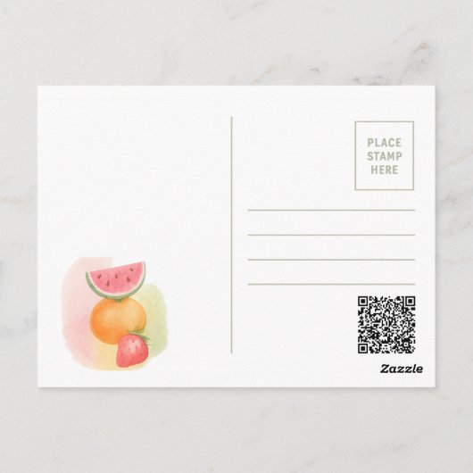 Waterverf Fruit Design – Blank Back Sjabloon Briefkaart (Achterkant)