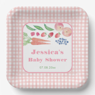 Waterverf Fruit Groentetuin Meisje Baby shower Papieren Bordje