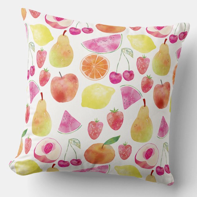Waterverf Fruit Kunst Kussen (Watercolor fruit pattern throw pillow)