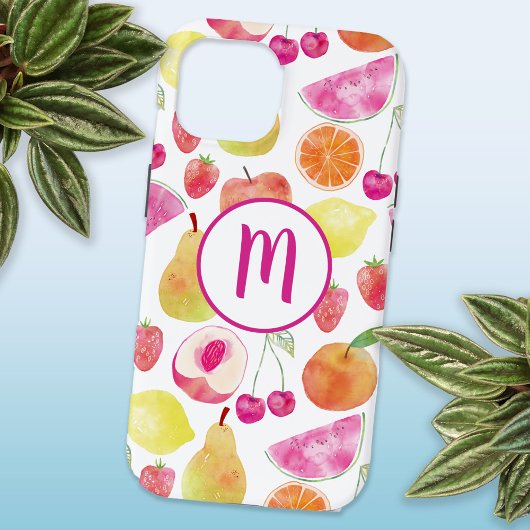 Waterverf Fruit Monogram iPhone 15 Case