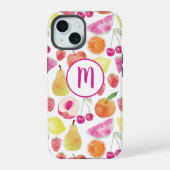 Waterverf Fruit Monogram iPhone 15 Case (Achterkant)