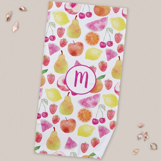 Waterverf Fruit Monogram Strandlaken