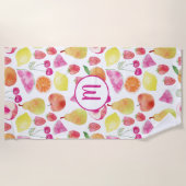 Waterverf Fruit Monogram Strandlaken (Voorkant)