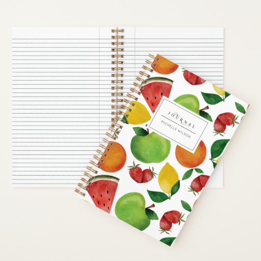 Waterverf Fruit Personalized Journal Notitieboek (Binnen)
