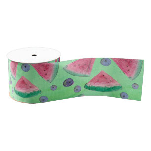Waterverf Fruit Watermeloen Berry Green Grosgrain Lint