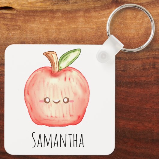 Waterverf fruitappel sleutelhanger (Achterkant)