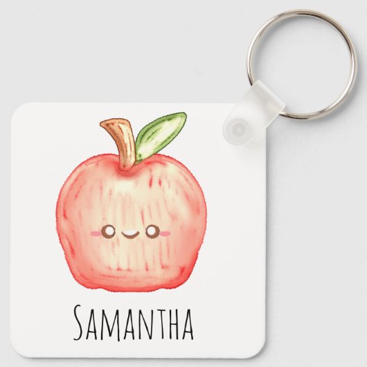 Waterverf fruitappel sleutelhanger (Achterkant)