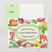waterverf fruitgroente receptenkaart briefkaart (Voorkant / Achterkant)