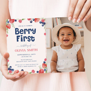 Waterverf Fruitjes Baby Foto Bes eerste verjaardag Kaart