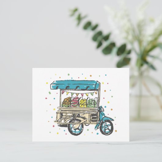 Waterverf fruitkar briefkaart (Staand voorkant)