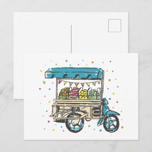 Waterverf fruitkar briefkaart (Voorkant / Achterkant)