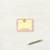 Waterverf Fruitpatroon Aangepaste Roze Lunchbox Post-it® Notes (Op bureau)