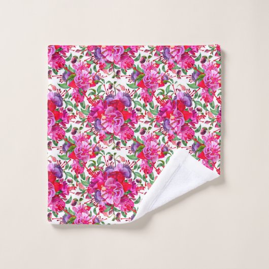 Waterverf Fuchsia bloeit Bad Handdoek (Wasdoekje)