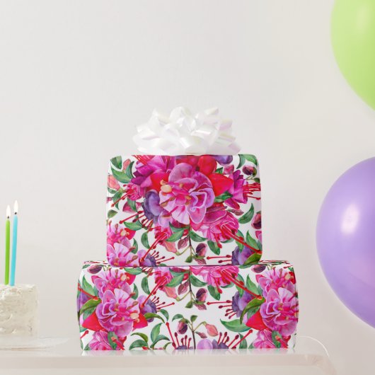 Waterverf Fuchsia bloeit Cadeaupapier (Feestgeschenken)