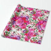 Waterverf Fuchsia bloeit Cadeaupapier (Uitgerold)