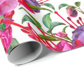 Waterverf Fuchsia bloeit Cadeaupapier (Rol Hoek)
