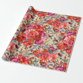  Waterverf Fuchsia bloeit Cadeaupapier (Uitgerold)