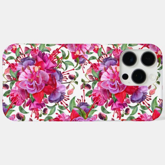 Waterverf Fuchsia bloeit Case-Mate iPhone Case (Achterkant (horizontaal))