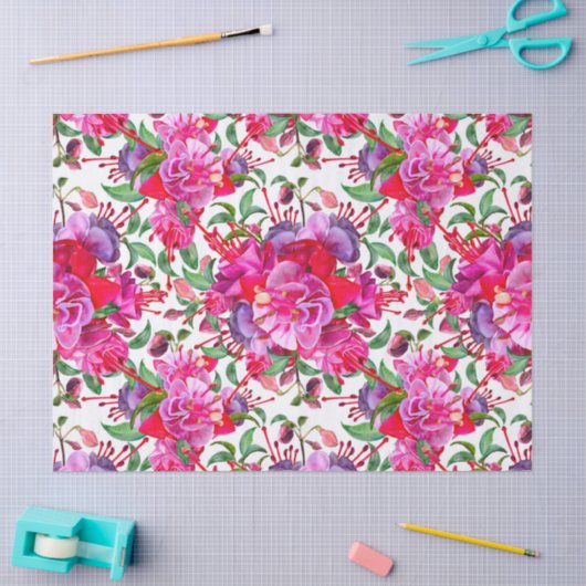 Waterverf Fuchsia bloeit Tissuepapier (Craft)