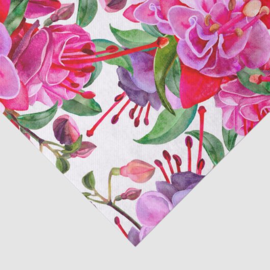 Waterverf Fuchsia bloeit Tissuepapier (Detail)