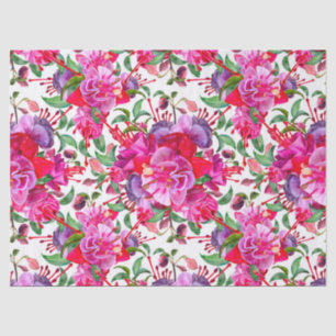 Waterverf Fuchsia bloeit Tissuepapier