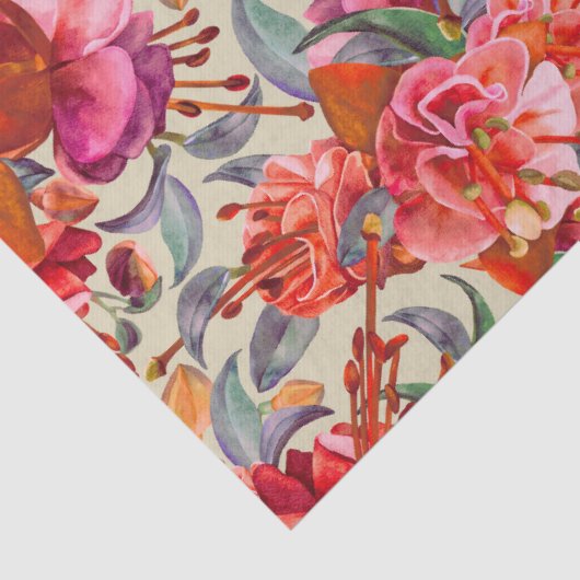  Waterverf Fuchsia bloeit Tissuepapier (Detail)