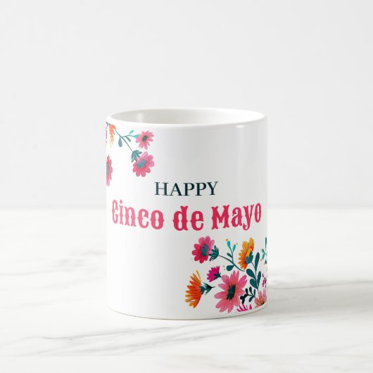 Waterverf Fuchsia Floral Elegant Cinco de Mayo Koffiemok (Center)