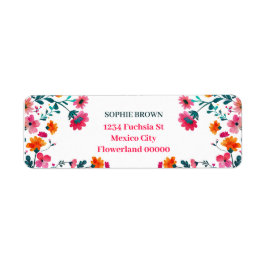 Waterverf Fuchsia Flowers Bloemen Bloemen Retourad Etiket
