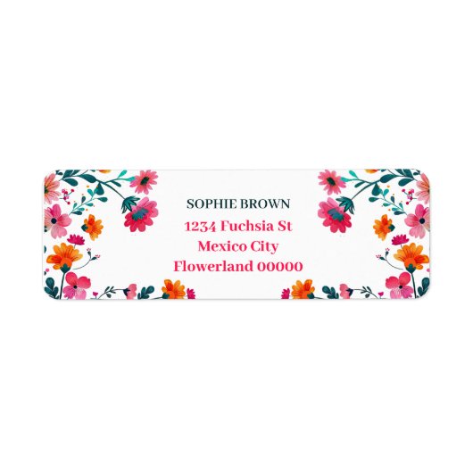 Waterverf Fuchsia Flowers Bloemen Bloemen Retourad Etiket (Voorkant)