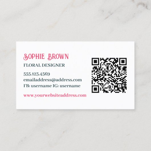 Waterverf Fuchsia Flowers Floral QR Code Visitekaartje (Achterkant)