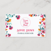 Waterverf Fuchsia Flowers Floral QR Code Visitekaartje (Voorkant)