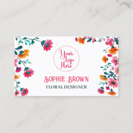 Waterverf Fuchsia Flowers Floral QR Code Visitekaartje