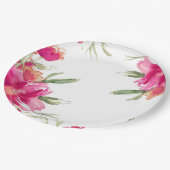 Waterverf Fuchsia Groene Bloemen Graduation Party Papieren Bordje (Gekanteld)