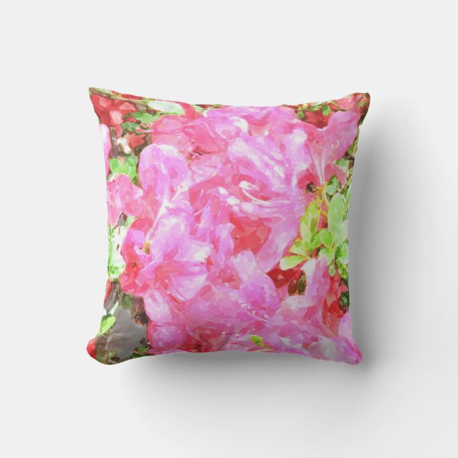 Waterverf Fuchsia Hydrangeas Pillow Kussen (Voorkant)