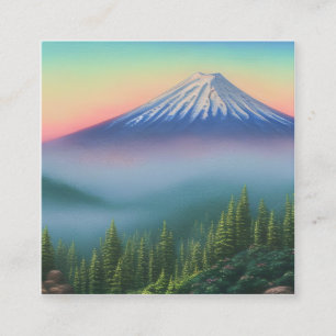 Waterverf Fuji is de hoogste berg in Japan Vierkante Visitekaartje
