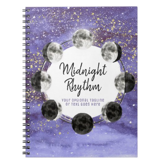 Waterverf Full Moon Lunar Cycle Night Sky Journal Notitieboek (Voorkant)