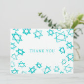 Waterverf Fun Aqua Star van David Bar Bat Mitzvah Bedankkaart (Staand voorkant)