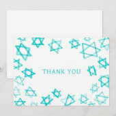 Waterverf Fun Aqua Star van David Bar Bat Mitzvah Bedankkaart (Voorkant / Achterkant)