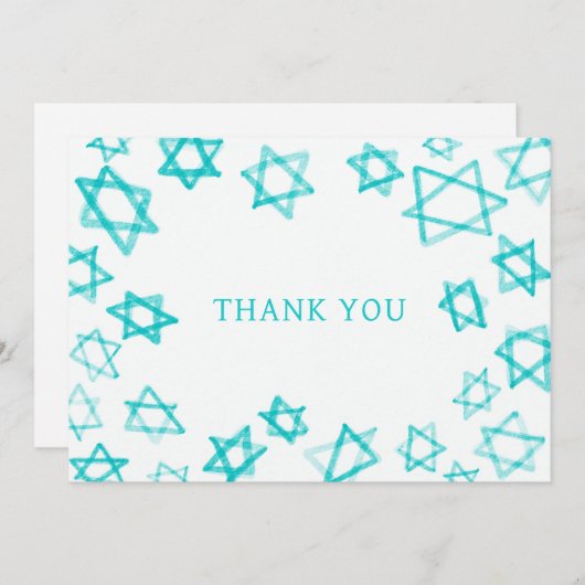 Waterverf Fun Aqua Star van David Bar Bat Mitzvah Bedankkaart (Voorkant / Achterkant)