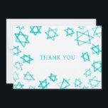 Waterverf Fun Aqua Star van David Bar Bat Mitzvah Bedankkaart<br><div class="desc">Perfect plezier DANK U kaart te sturen na een vleermuis mitswa, bar mitswa of andere joodse viering! Hand gemaakte waterverf kunst voor u op de voorkant en lege achterkant! VOLLEDIG ! Klik op "Personaliseren" hierboven om de tekst te bewerken. Klik op "bewerken met behulp van design tool" om de lettertypen,...</div>