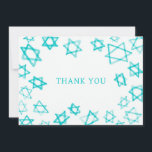 Waterverf Fun Aqua Star van David Bar Bat Mitzvah Bedankkaart<br><div class="desc">Perfect plezier DANK U kaart te sturen na een vleermuis mitswa, bar mitswa of andere joodse viering! Hand gemaakte waterverf kunst voor u op de voorkant en lege achterkant! VOLLEDIG ! Klik op "Personaliseren" hierboven om de tekst te bewerken. Klik op "bewerken met behulp van design tool" om de lettertypen,...</div>
