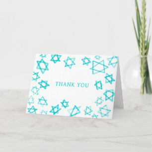 Waterverf Fun Aqua Star van David Bar Bat Mitzvah Bedankkaart