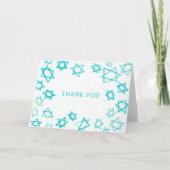 Waterverf Fun Aqua Star van David Bar Bat Mitzvah Bedankkaart (Voorkant)