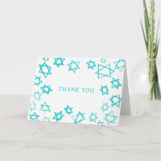 Waterverf Fun Aqua Star van David Bar Bat Mitzvah Bedankkaart (Voorkant)