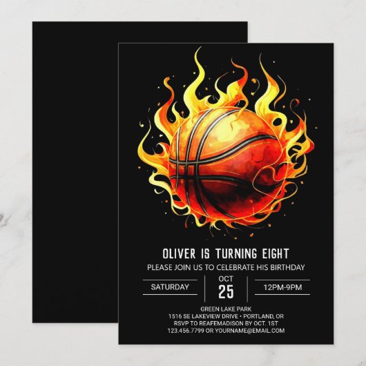 Waterverf Fun Basketbal Verjaardag Kaart (Voorkant / Achterkant)