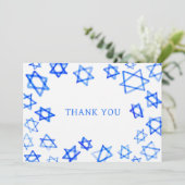 Waterverf Fun Blue Star van David Bar Bat Mitzvah Bedankkaart (Staand voorkant)