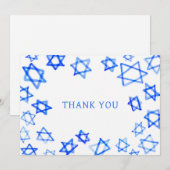 Waterverf Fun Blue Star van David Bar Bat Mitzvah Bedankkaart (Voorkant / Achterkant)