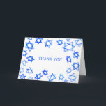 Waterverf Fun Blue Star van David Bar Bat Mitzvah Bedankkaart<br><div class="desc">Perfect plezier DANK U kaart te sturen na een vleermuis mitswa, bar mitswa of andere joodse viering! Hand gemaakte waterverf kunst voor u op de voorkant en blanco binnen! VOLLEDIG ! Klik op "Personaliseren" hierboven om de tekst te bewerken. Klik op "bewerken met behulp van design tool" om de lettertypen,...</div>