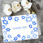 Waterverf Fun Blue Star van David Bar Bat Mitzvah Bedankkaart<br><div class="desc">Perfect plezier DANK U kaart te sturen na een vleermuis mitswa, bar mitswa of andere joodse viering! Hand gemaakte waterverf kunst voor u op de voorkant en blanco binnen! VOLLEDIG ! Klik op "Personaliseren" hierboven om de tekst te bewerken. Klik op "bewerken met behulp van design tool" om de lettertypen,...</div>