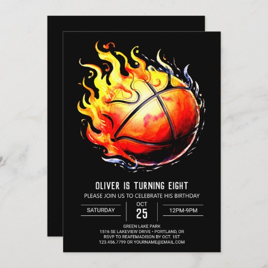 Waterverf Fun Boy Basketbal Verjaardag Kaart (Voorkant / Achterkant)